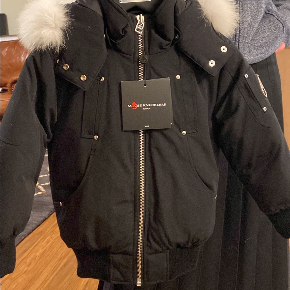 Kids moose knuckles bomber jacket size xs brand new